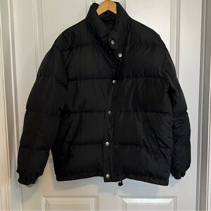 London Fog Classic Black Down & Feather Puffer Jacket Coat Size Large EUC